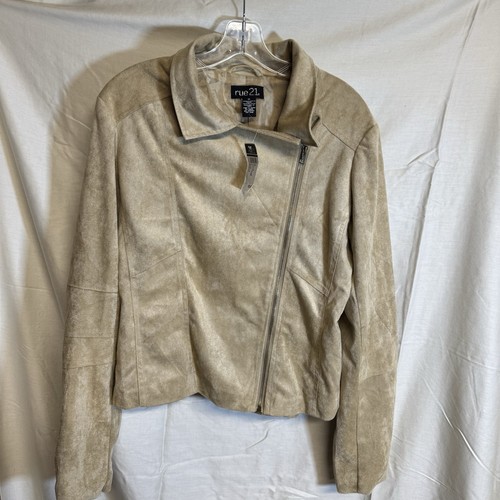 Rue beige suede moto lined - beige,
